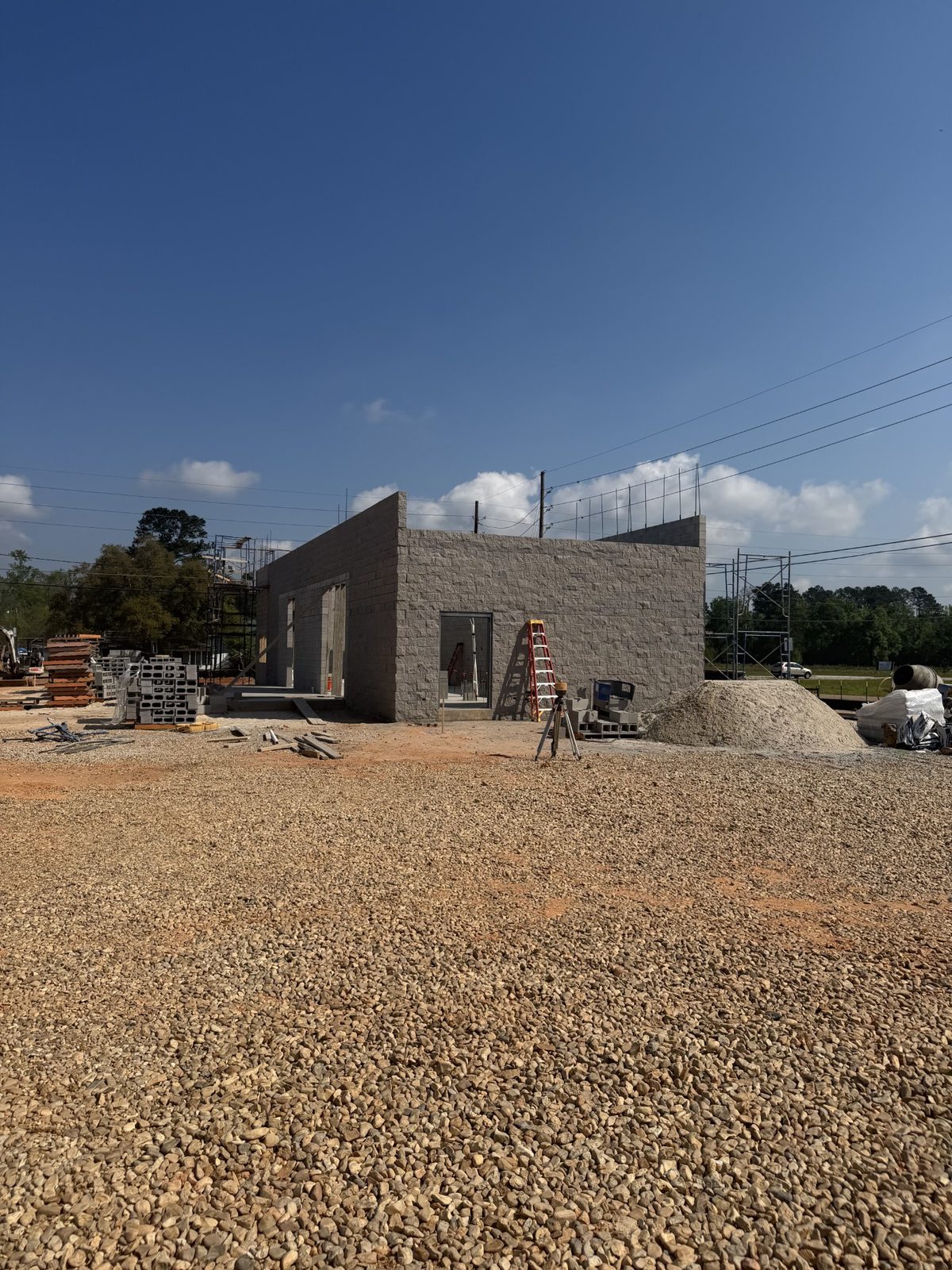Exterior with parking and site work